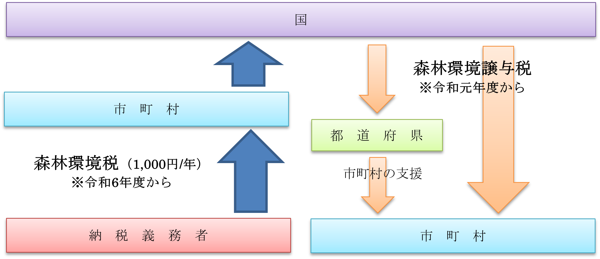 森林環境税と森林環境譲与税の仕組みの画像