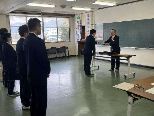 笛吹川沿岸土地改良区辞令交付式