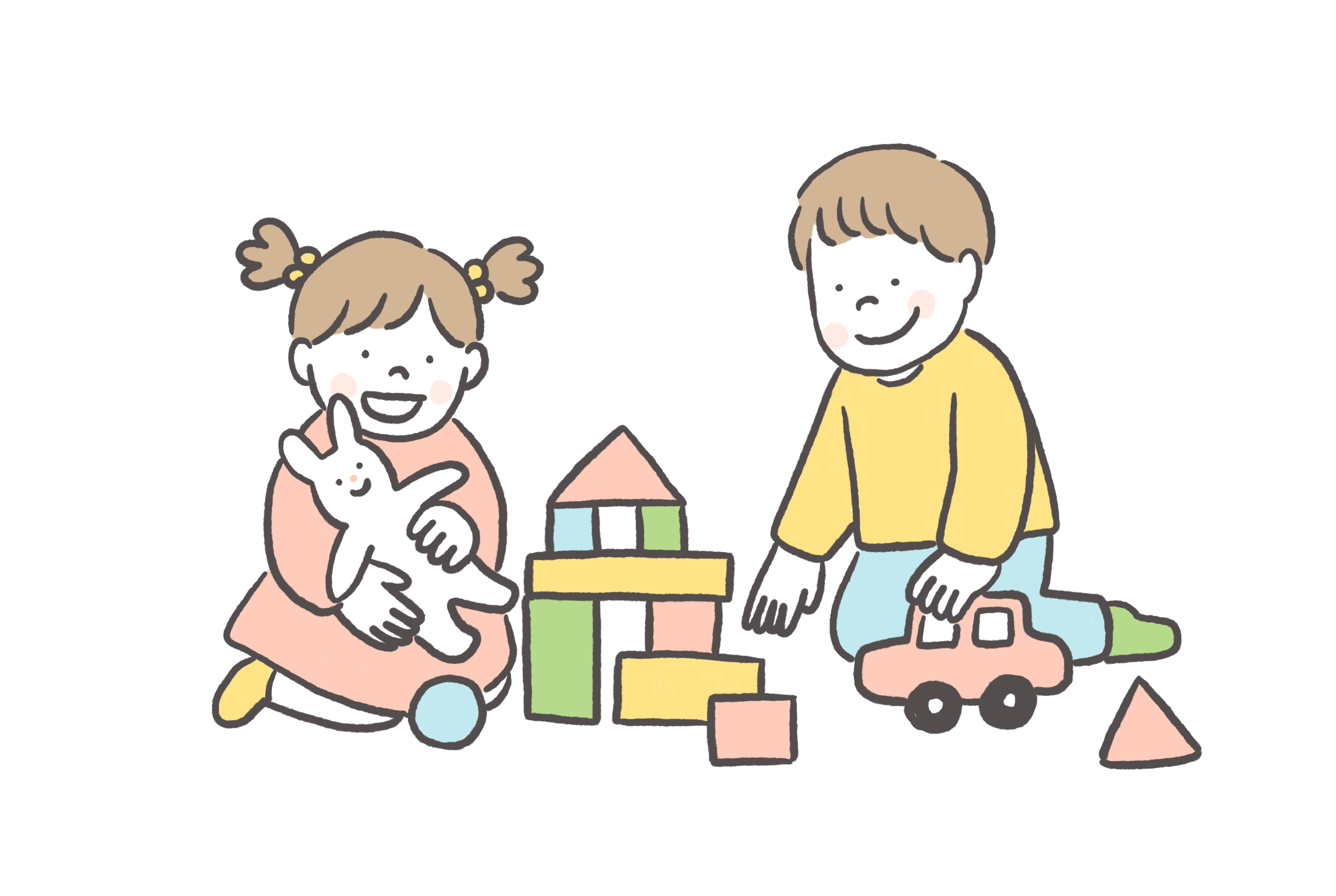 積み木で遊ぶこどもたち