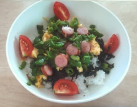 ピーマンとウィンナーの丼ぶり