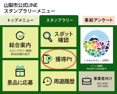 スタンプラリーメニュー(獲得ポイント確認)